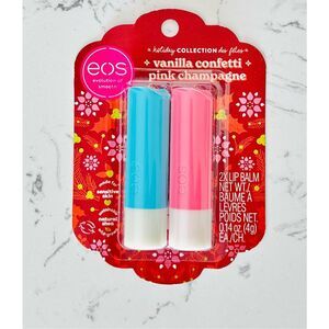 EOS Lip Balm Holiday Collection Strawberry Cheer Candy Cane Swirl LE Stick Set